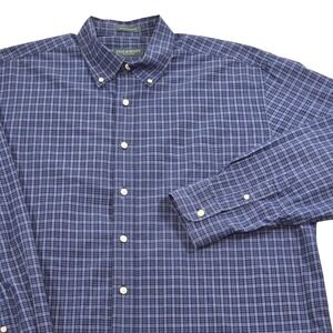 Lyle & Scott 2 Ply Cotton Button Down Long Sleeve Shirt Blue Plaid‎ Mens XL